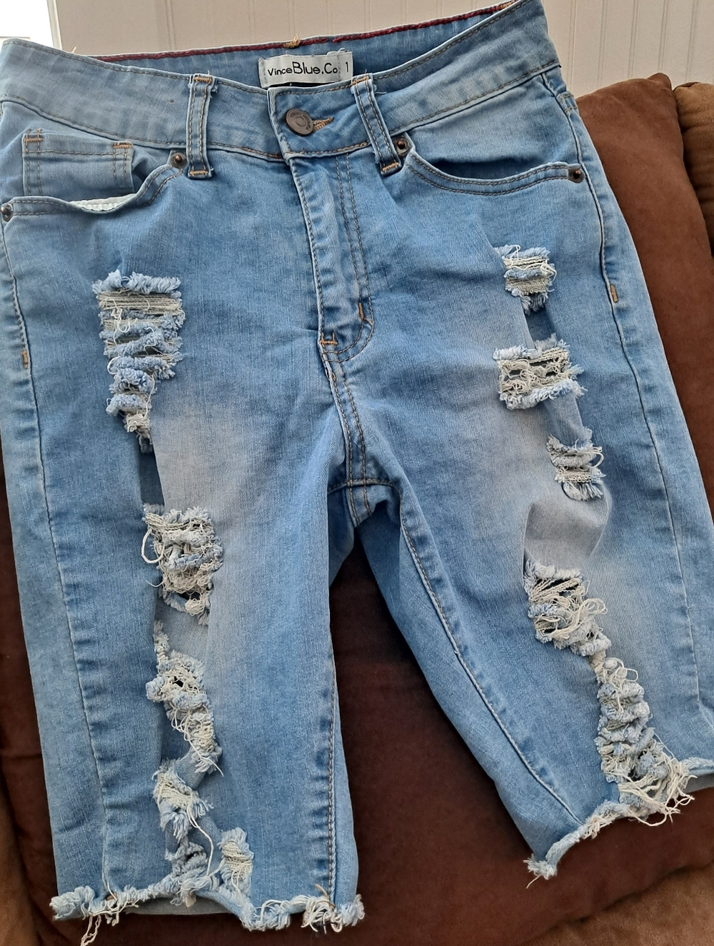 Vince Blue Co. Light Blue Distressed Denim Shorts